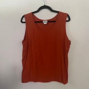 Susan Graver Women Modern Essentials Liquid copper orange Knit Tank Top Size L